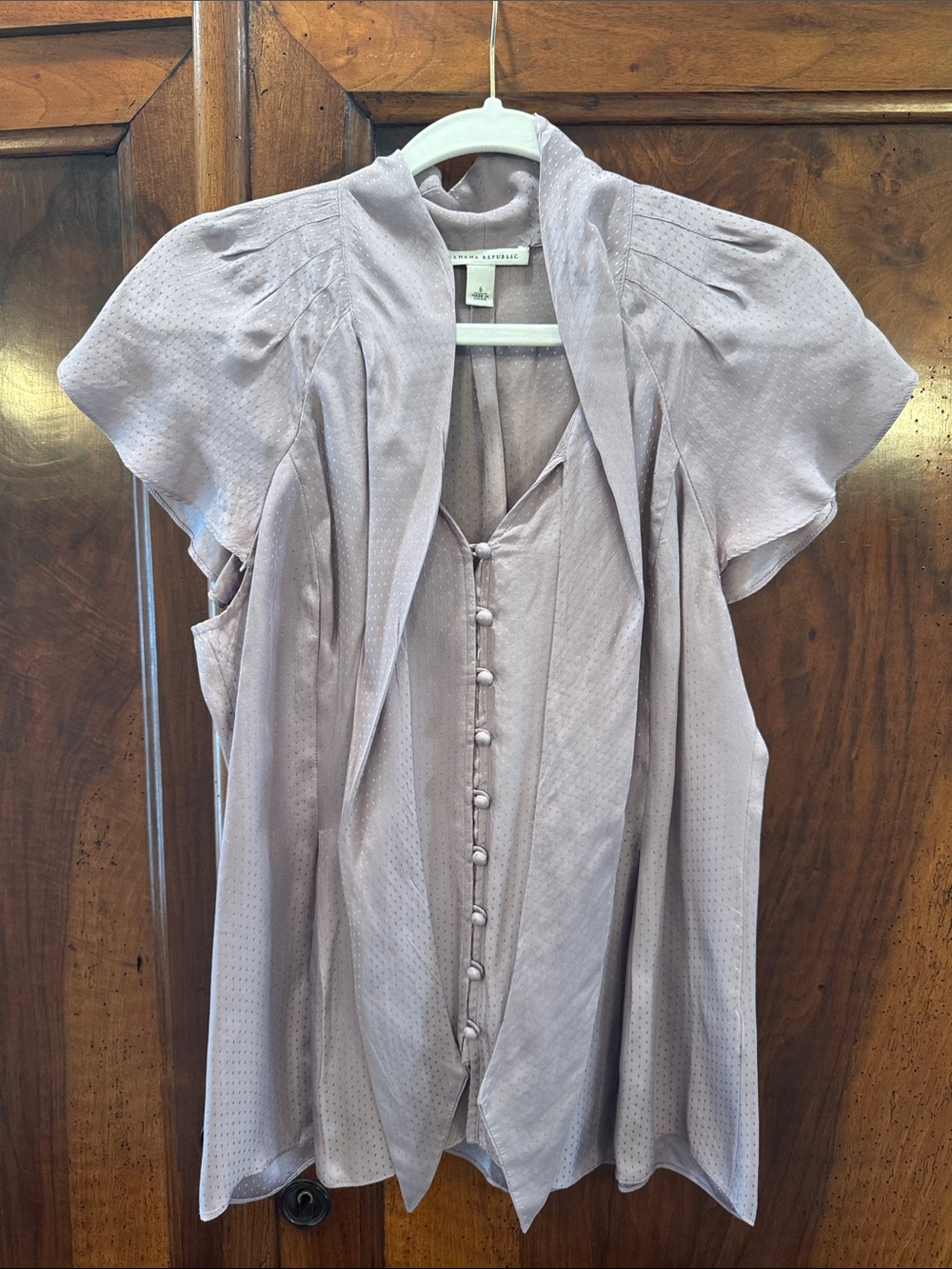 Banana Republic Light Lavender Button-Front Flutter Sleeve Blouse
